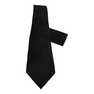 FORTINO LANDI SOLID BLACK POLY WOVEN TIE & POCKET SQUARE SET. PWT.